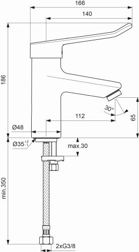 Ideal Standard Ceraplus 2 Waschtischarmatur mit Bügelgriff chrom, Ausladung 112mm, ohne Ablaufgarnitur BC096AA
