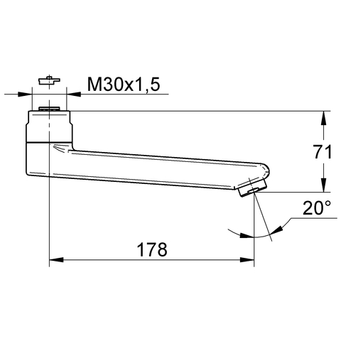 Eichelberg Gussauslauf 177mm für Waschtisch-Wandarmaturen chrom 44045326