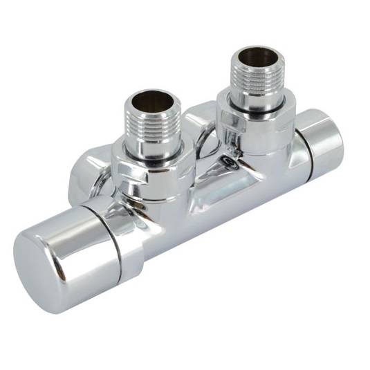 Zehnder Anschluss-Armatur Set Q Eckform edelstahl Eckform Thermostatkopf links, edelstahl 839140