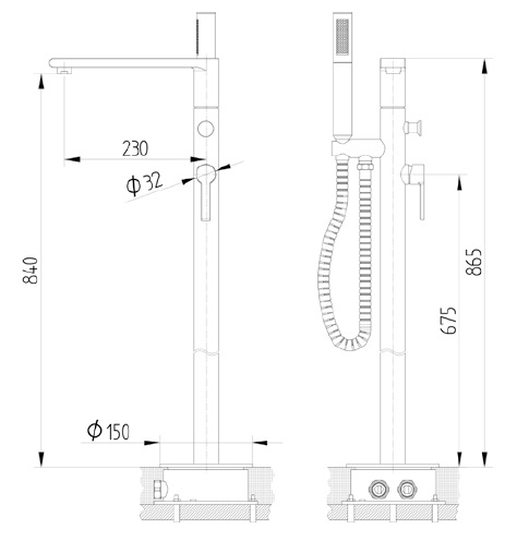Avenarius freistehende Wanne-Brause-Batterie 2306110010