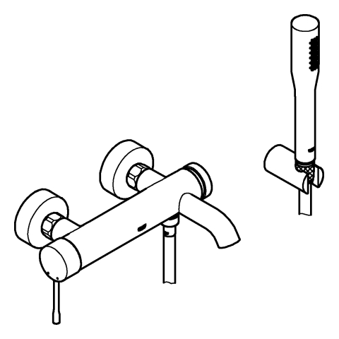 Grohe Essence Einhand-Wannenbatterie chrom mit Brausegarnitur 25249001