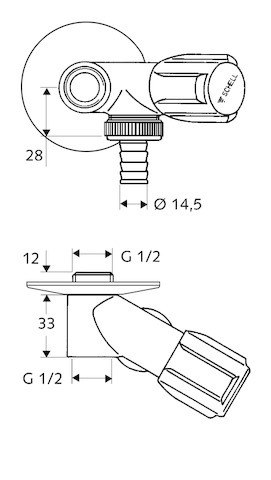 Schell Nebenanschluss-Ventil COMFORT, RV für Einzelzapfstellen, 1/2", chrom 033090699