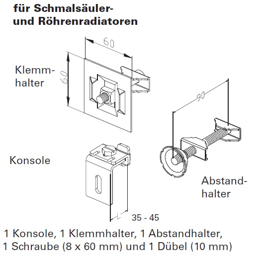 Wemefa Wandbefestigung für Röhrenradiatoren 10-310