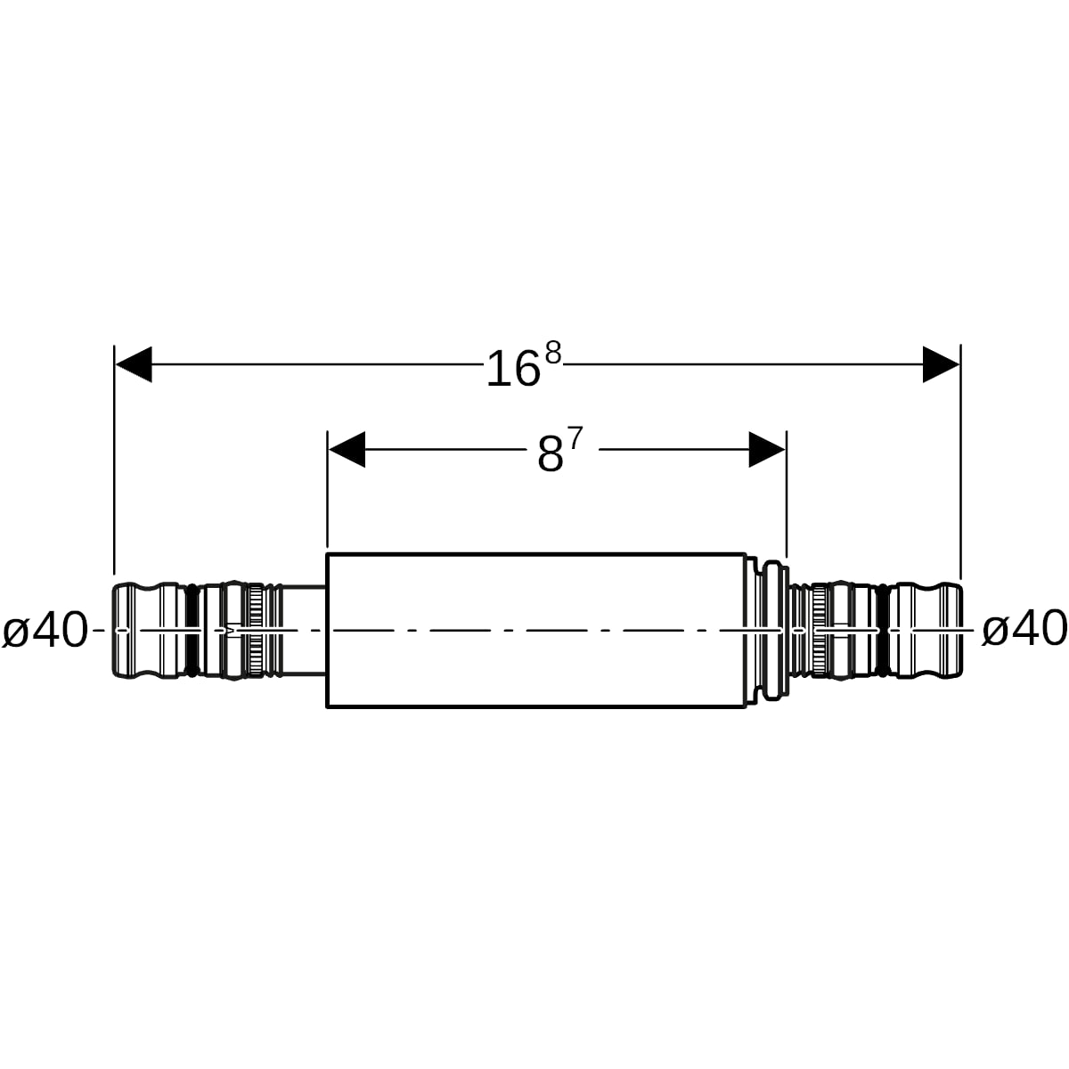 Geberit Mepla Langkupplung Rotguss d40 605.575.00.5