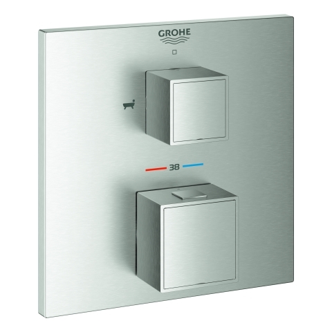 Grohe Thermostat-Wannenbatterie Grohtherm Cube supersteel Fertigmontage-Set für 35600 2-Wege-Umstellung 24155DC0