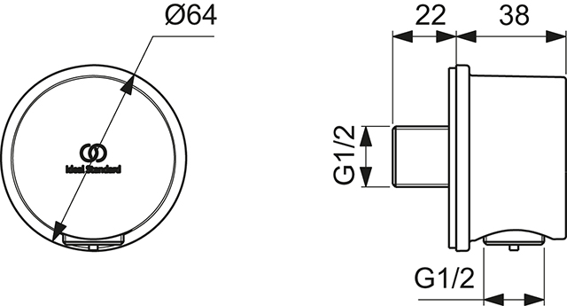 Ideal Standard Wandanschlussbogen Idealrain für Brauseschlauch G1/2 chrom BC808AA