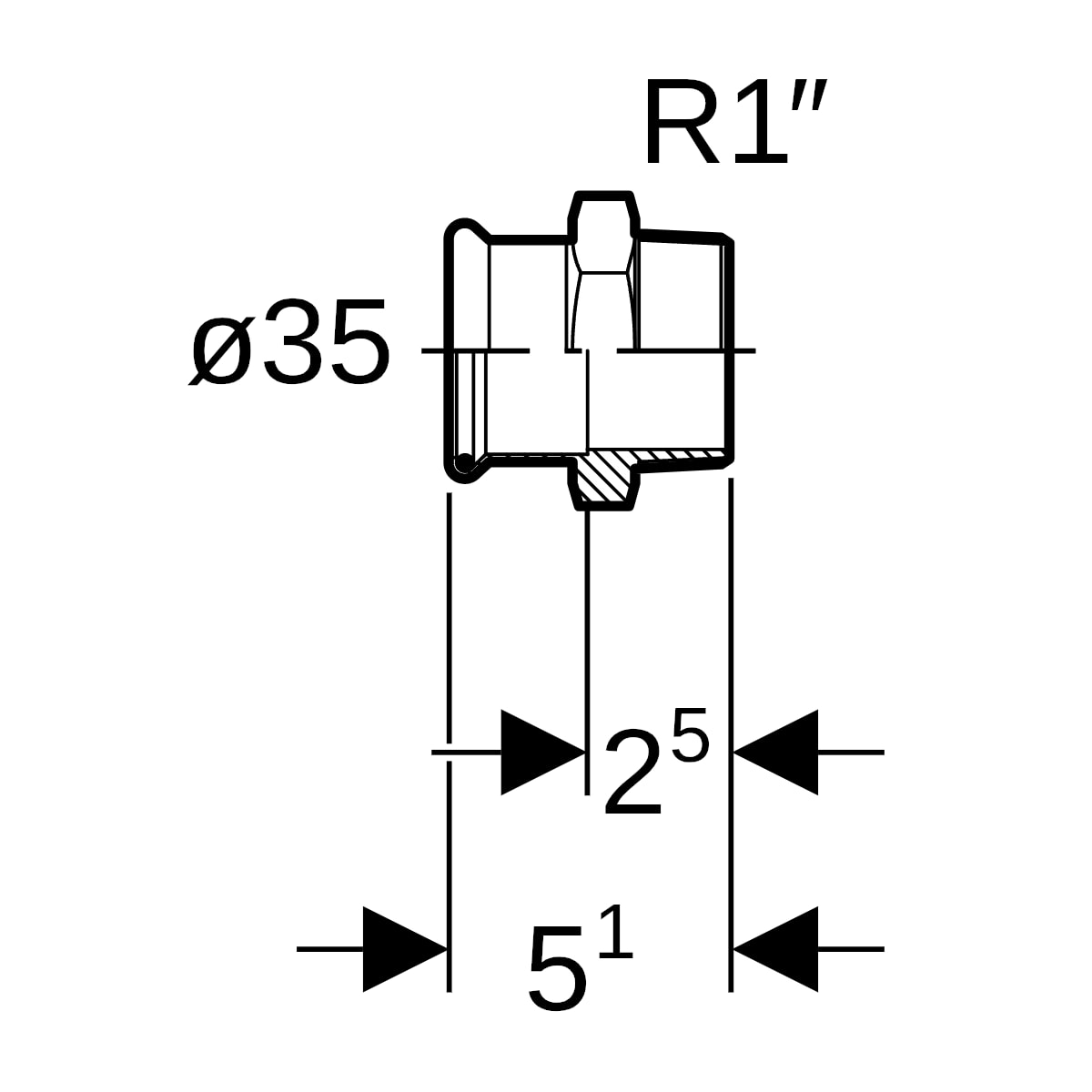 Geberit Mapress Edelstahl Übergang mit AG (LABS-frei) d35-R1 81719