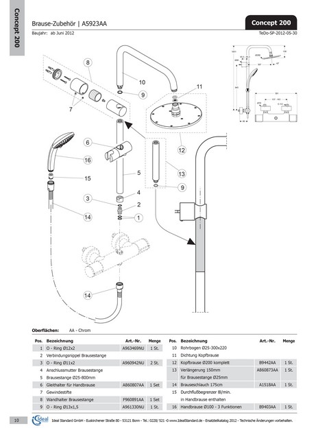 Ideal Standard Wandbefestigung für Brausestange A5686AA, chrom F960891AA