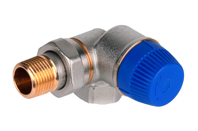 Resideo Thermostatventil Kombi-TRV, R 1/2, Winkel-Eck, rechts, mit integriertem Differenzdruckregler V2100RPI15