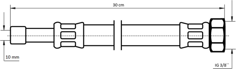 Neoperl NEOFLEX Panzerschlauch DN8 mit VS Rohrstutzen x IG, 10mm x 3/8" 30cm 63470030