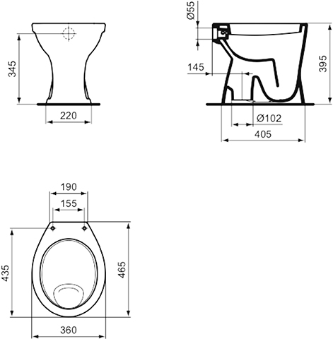 Ideal Standard Eurovit Standflachspülklosett, weiß V313101