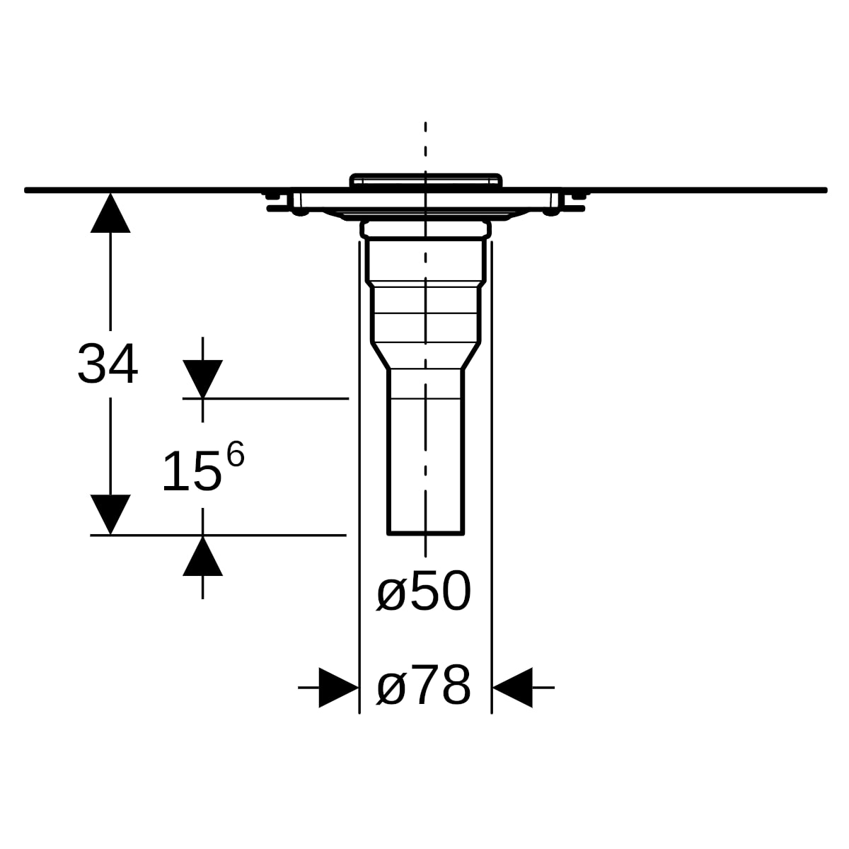 Geberit Duschbodenablauf stockwerksdurchdringende Installation d50 154.053.00.1