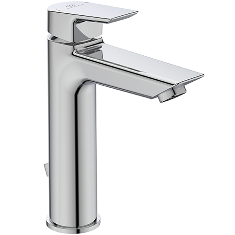 Ideal Standard Tesi Waschtischarmatur Grande mit Ablaufgarnitur chrom, Ausladung 123mm, 5 l/min. A6563AA