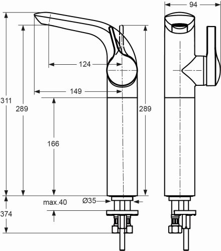Ideal Standard Melange Waschtischarmatur mit verlängertem Sockel chrom, mit flexiblen Schläuchen A4266AA
