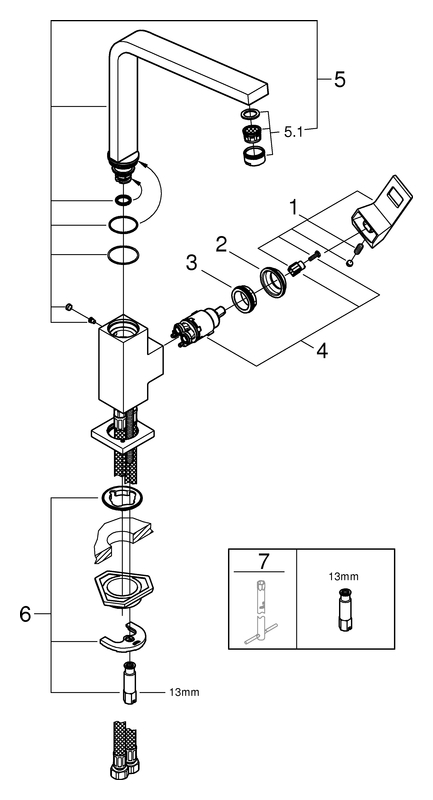 Grohe Eurocube Einhebel-Spültischbatterie supersteel schwenkbarer Gussauslauf, Ausladung 202mm 31255DC0