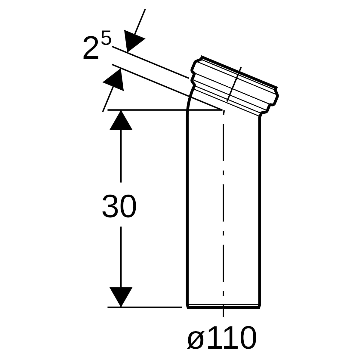 Geberit Anschlussbogen PP 22,5 Grad d90/110 152.612.11.1