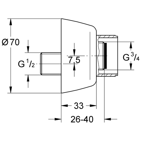 Grohe S-Anschluss weiß, 1/2"x3/4" 12058L00