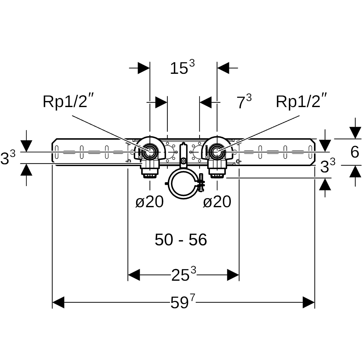 Geberit PushFit Anschlusswinkel 90 Grad vormontiert zweifach Rotguss d20-Rp1/2 mit AblRS 651.288.00.1