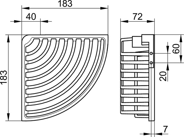 Keuco Eckschwammkorb Seifenkörbe Drahtmodell abnehmbar, H:72mm, verchromt 24944010100