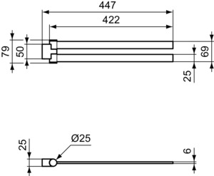 Ideal Standard doppelter Handtuchhalter Conca Cube 447mm schwarzes satiniertes T5395XG