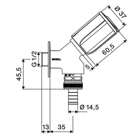 Schell Geräteschrägsitzventil SECUR RV, RB, abschließbar, 1/2", chrom 35730699