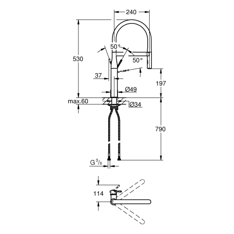 Grohe Essence Einhand-Spültischbatterie supersteel ausziehbare Profibrause 30503DC0