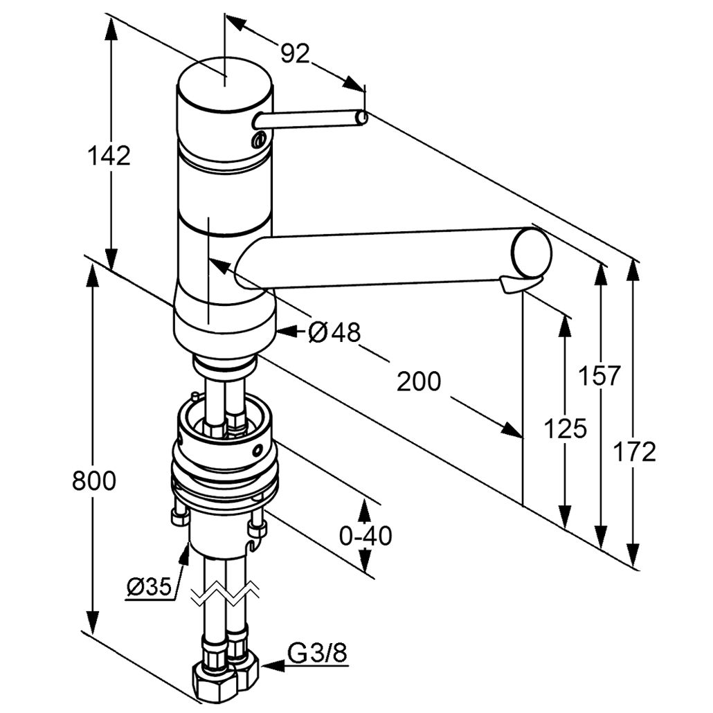 Kludi Scope Spültisch-Bajonett-Einhandmischer 200mm chrom, verbleibende Sockelhöhe 25mm 339380575