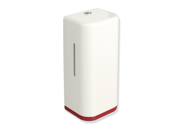 HEWI SENSORIC Elektronischer Seifenspender, Korpus reinweiß, Rahmenelement / Entnahmeöffnung, 500ml, rubinrot 477.06.10299 33