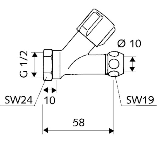 Schell Schrägsitzventil COMFORT kurze Bauform, Anschluss IG, 1/2", chrom 059110699