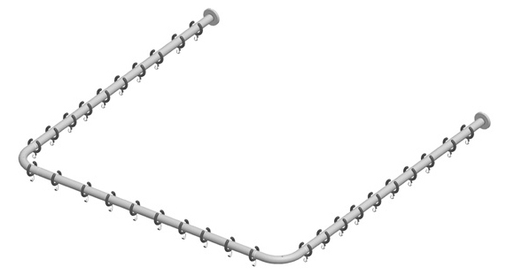 Keuco Brausevorhangstangen Set Plan für Dusche U-Form, 100x100, silber-eloxiert 14940171000