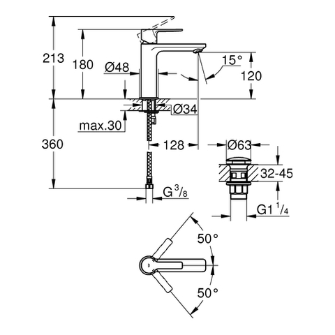 Grohe Lineare Einhand-Waschtischbatterie supersteel S-Size 23106DC1