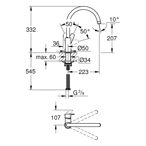 Grohe BauEdge Einhand-Spültischbatterie chrom hoher Auslauf GROHE ZERO 31367001