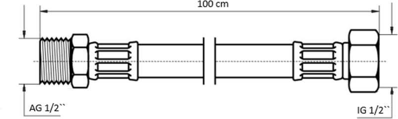 Neoperl NEOFLEX Panzerschlauch DN10 IG x AG, 1/2" x 1/2" 100cm 66874100