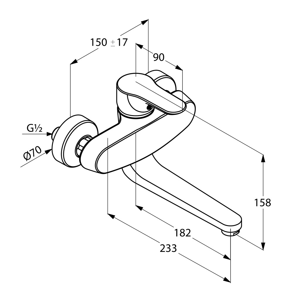 Kludi Objekta Spültisch-Wand-Einhandmischer 233mm chrom, Wandmontage, Auslauf arretierbar 328820575