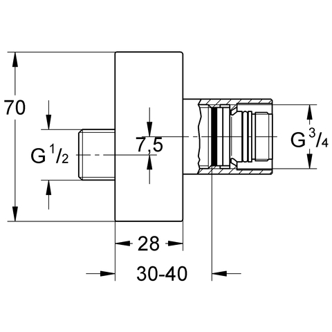 Grohe Anschlussverschraubung Tenso für Thermostat Wanne/Brause Aufputz chrom 47627000
