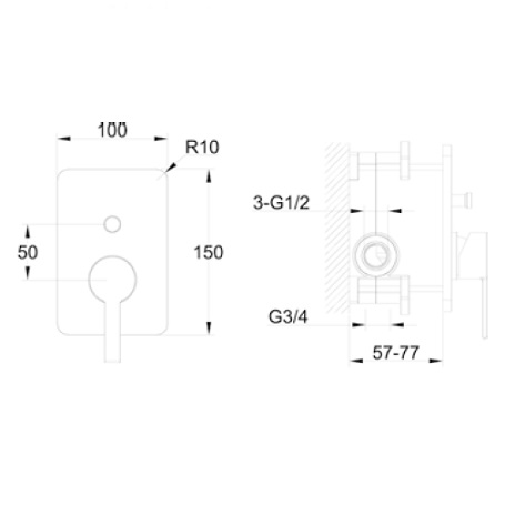 Avenarius UP-Wanne-Brause-Einhand-Mischbatterie chrom 2306150010