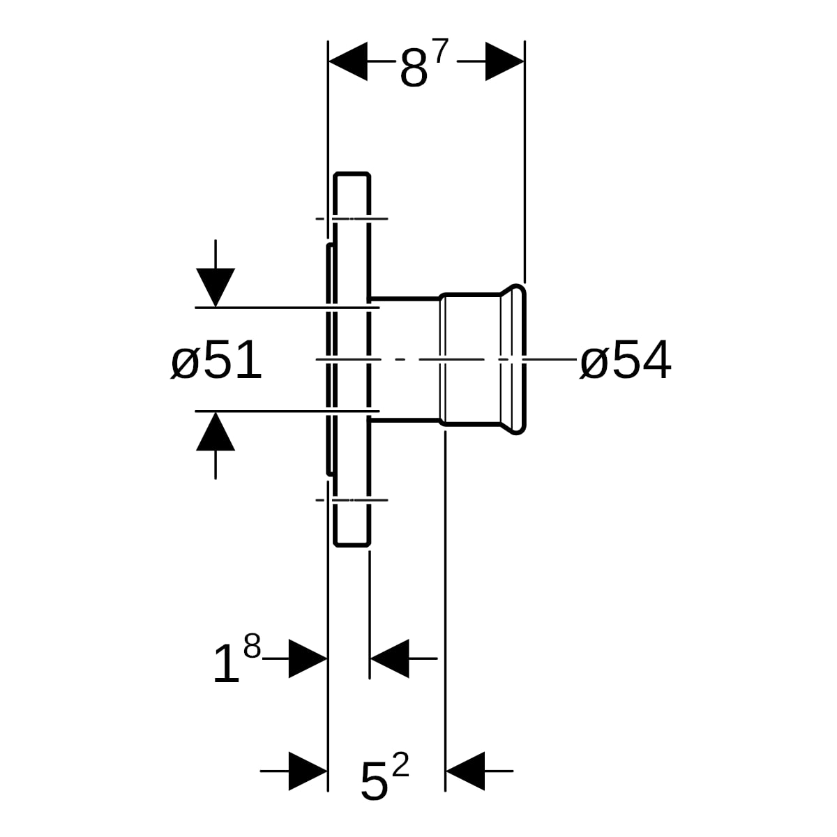 Geberit Mapress Edelstahl Flansch PN 10/16 mit Pressmuffe (LABS-frei) d54 83718