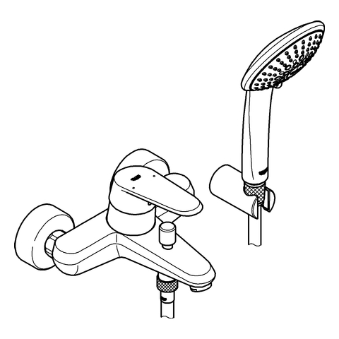 Grohe Eurodisc C Einhand-Wannenbatterie chrom Wandmontage Brausegarnitur 33395002