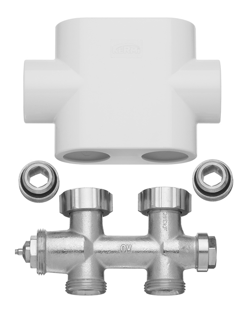 Arbonia Kermi Ventilhahnblock in Durchgangsform weiß ZV00400001