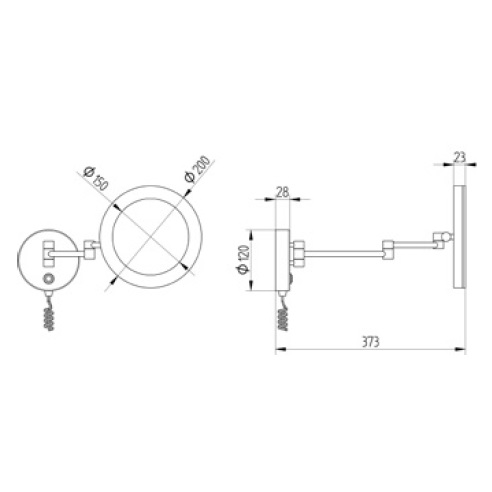 Avenarius Kosmetikspiegel-Wandmodell mit Spiralkabel 60 cm, Stecker und Sensor-Schalter 9505130010