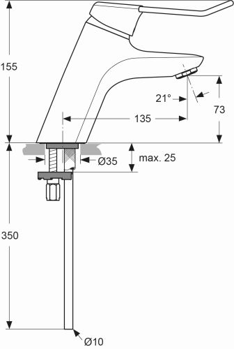 Ideal Standard Ceramix Blue Waschtischarmatur chrom, mit CU-Rohren Niederdruck Bügelgriff A5825AA