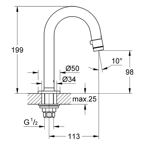 Grohe Universal Waschtisch-Standventil supersteel C-Auslauf 20201DC0