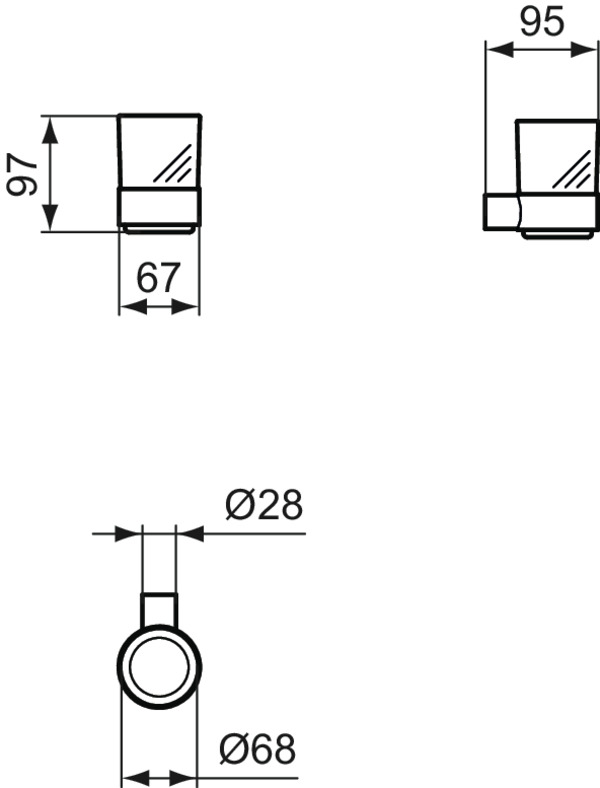 Ideal Standard Zahnputzbecher Conca, rund, silber T4505GN