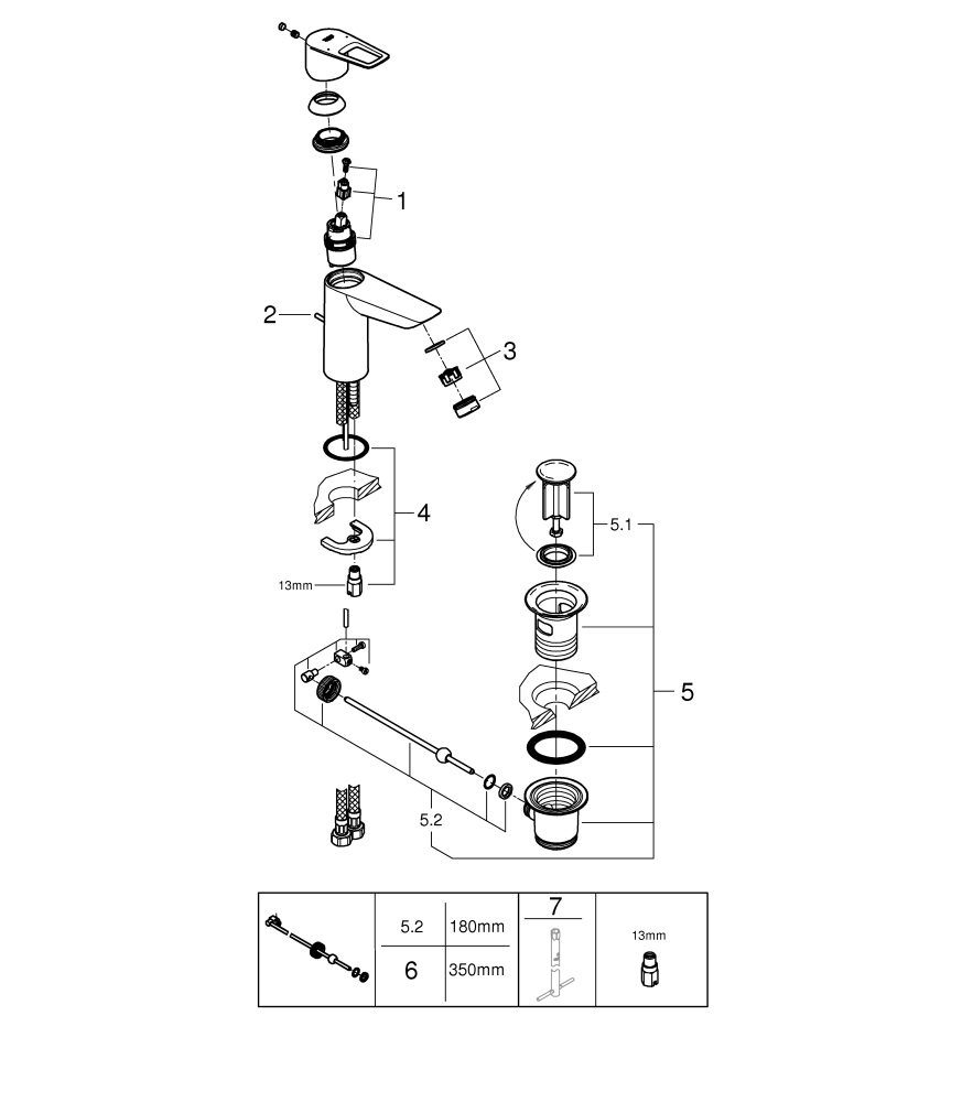 Grohe BauLoop Einhand-Waschtischbatterie chrom M-Size 23762001