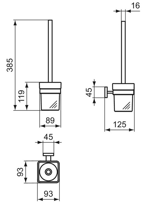 Ideal Standard Bürstengarnitur IOM Cube, Behälter aus Glas, chrom E2194AA