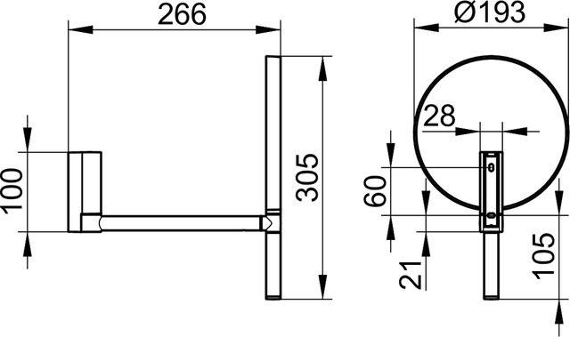 Keuco Kosmetikspiegel Plan an Gelenkarm, unbeleuchtet, schwarz matt 17649370002
