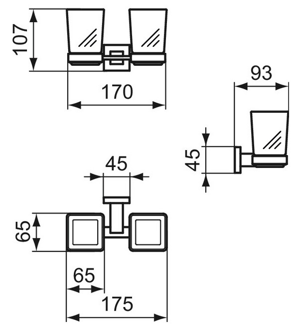 Ideal Standard 2 Zahnputzbecher IOM Cube, chrom E2205AA