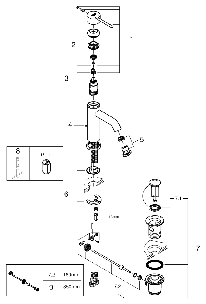 Grohe Essence Einhand-Waschtischbatterie chrom S-Size 24171001