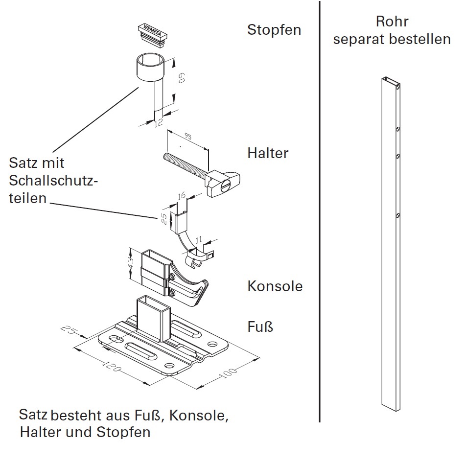 Wemefa Standkonsole Standfix für Röhrenradiatoren 10-329