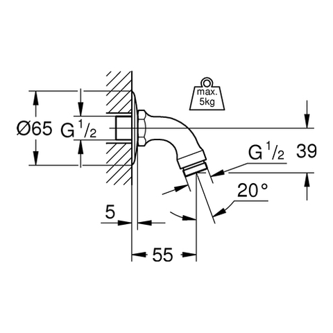 Grohe Brausearm Relexa Anschlussgewinde 1/2" DN15 chrom 28429000